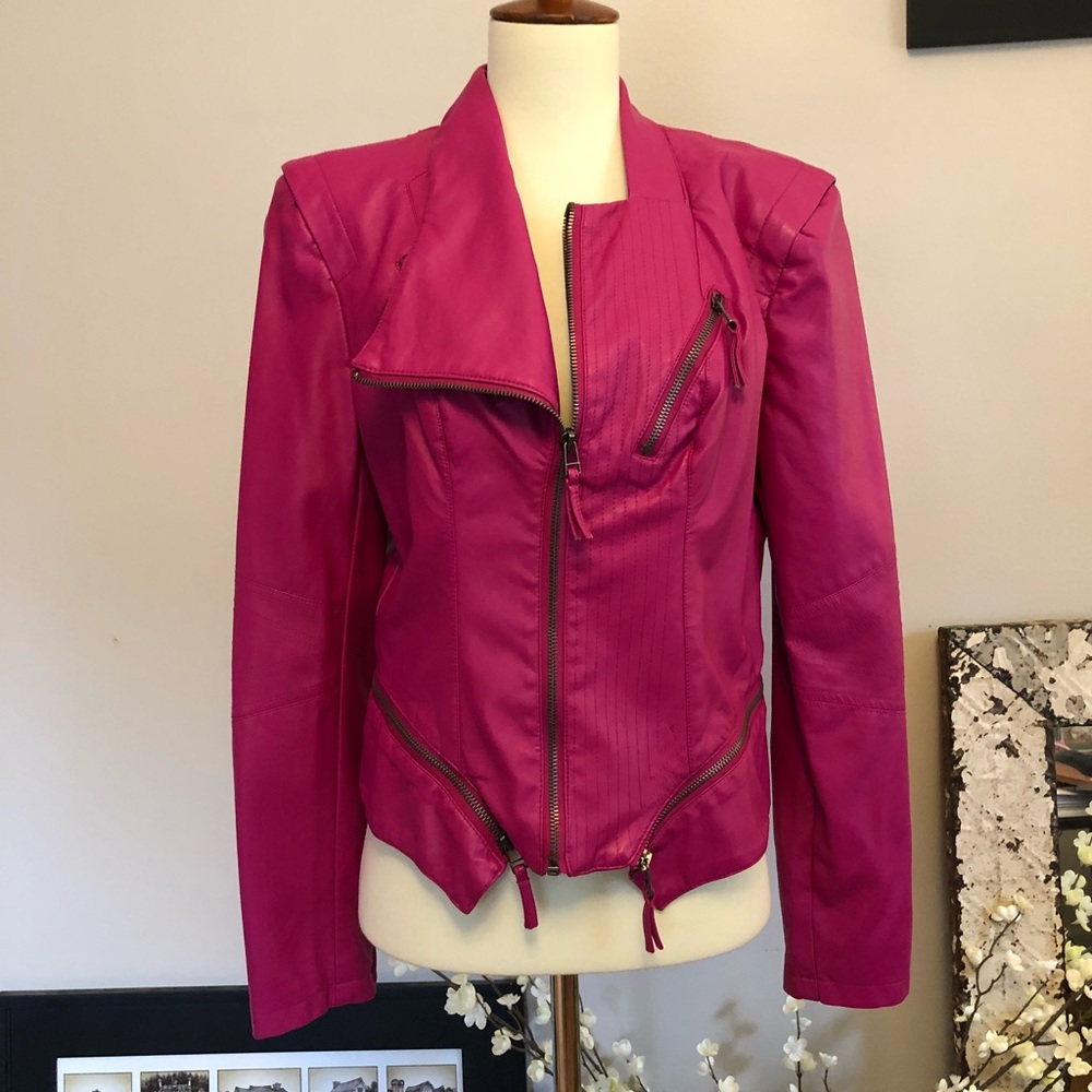 Fushia Faux leather jacket
